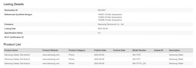 Bluetooth SIG confirms the Samsung Galaxy Tab Active3 name