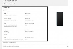 Tecno Camon 16 S в консоли Google Play