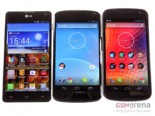 LG Optimus G (left) - Nexus 4 (middle) - Samsung Galaxy Nexus (right)
