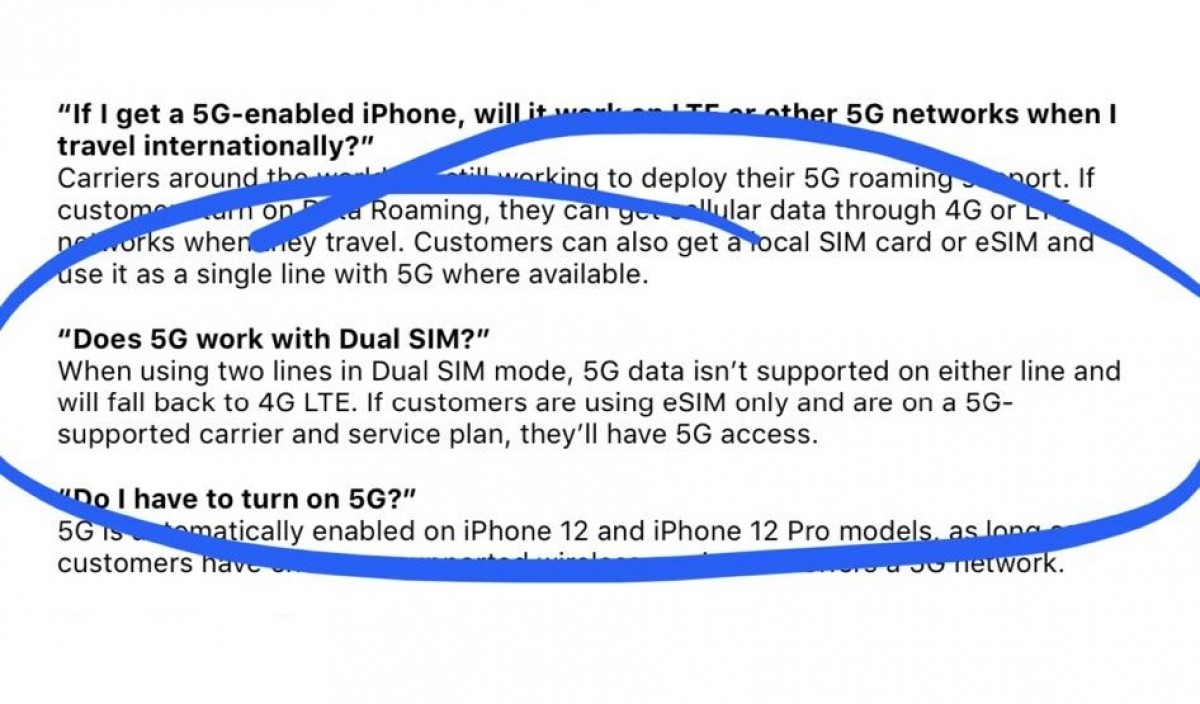 gsmarena 001 iPhone 12 series will not support 5G in Dual-SIM mode