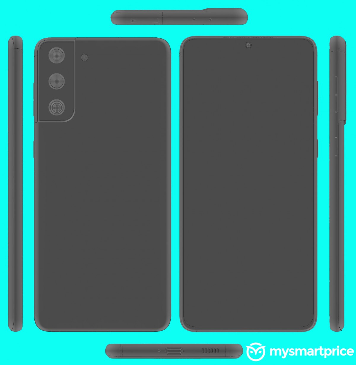 Samsung Galaxy S21+ CAD renders show the same camera as the S21 and a flat screen