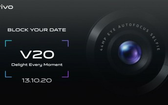 vivo V20 is coming to India on October 13