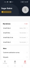 Amazfit Bip U data and settings in Amazfit's Android app