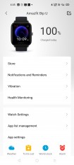 Amazfit Bip U data and settings in Amazfit's Android app