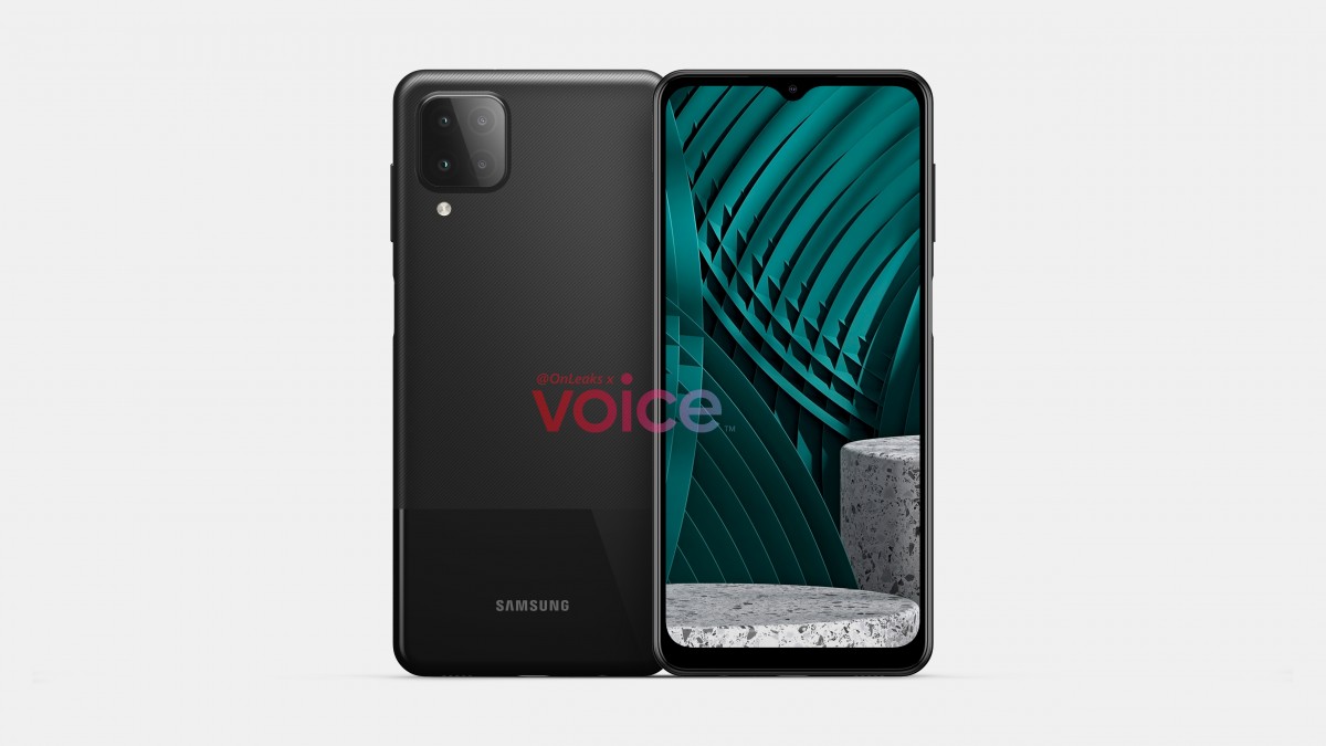 Samsung Galaxy M12 CAD-based renders show an A42-like design