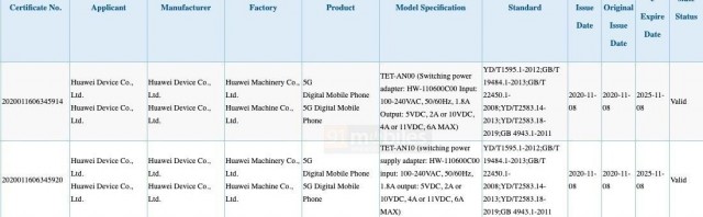 Huawei TET-AN00/TET-AN10 (Mate X2) on 3C