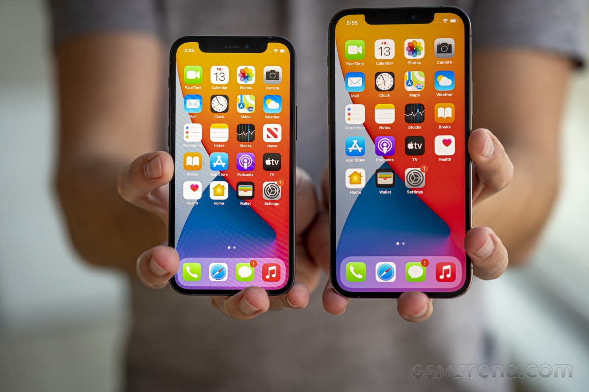 iPhone 12 mini next to the 12 Pro Max