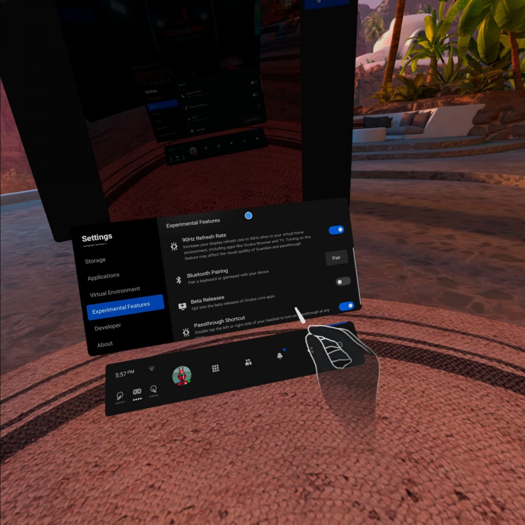 oculus quest home menu
