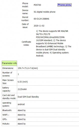 Oppo PDSM00/PDST00 listing on TENAA