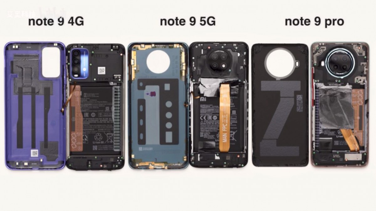 Redmi Note 9 series teardown reveals differences between the 4G and 5G models