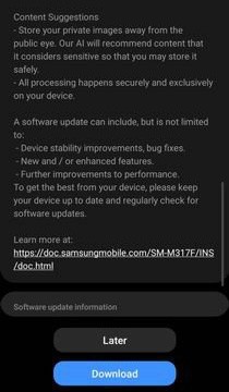 Galaxy M31s One UI 2.5 update changelog