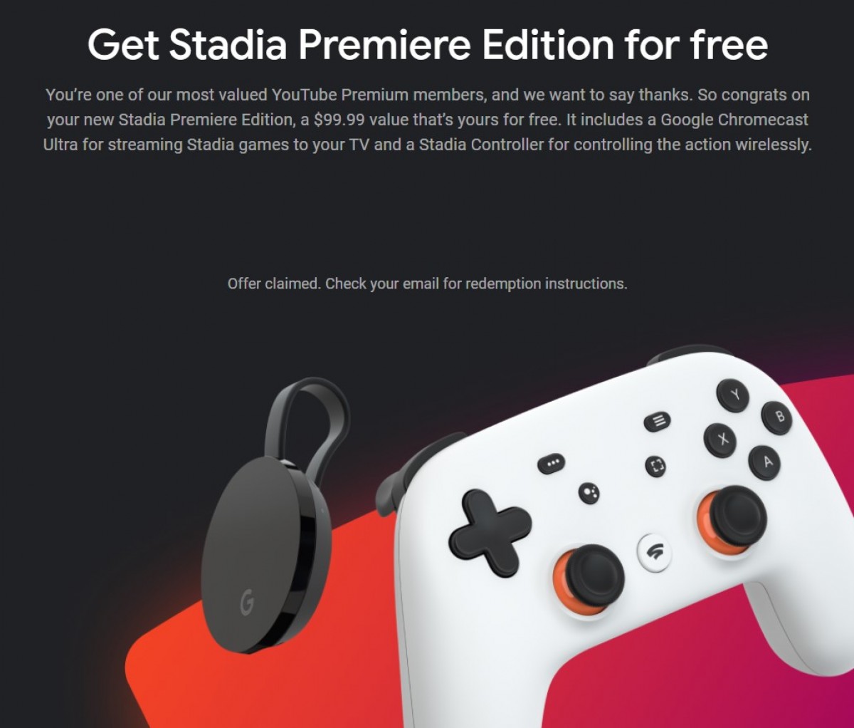 Google offers free Stadia Premiere Edition bundle to YouTube Premium subscribers in US and UK