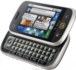The Motorola CLIQ (aka DEXT in Europe) also had a QWERTY keyboard and SNS-focused software