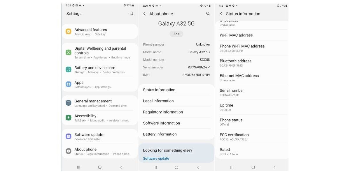 a32 phone specs