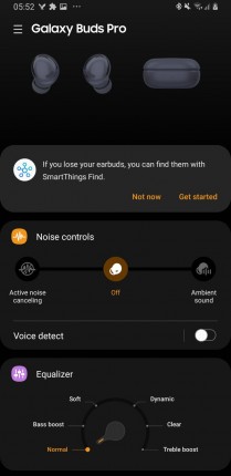 Galaxy Buds Pro features within Galaxy Wearable app