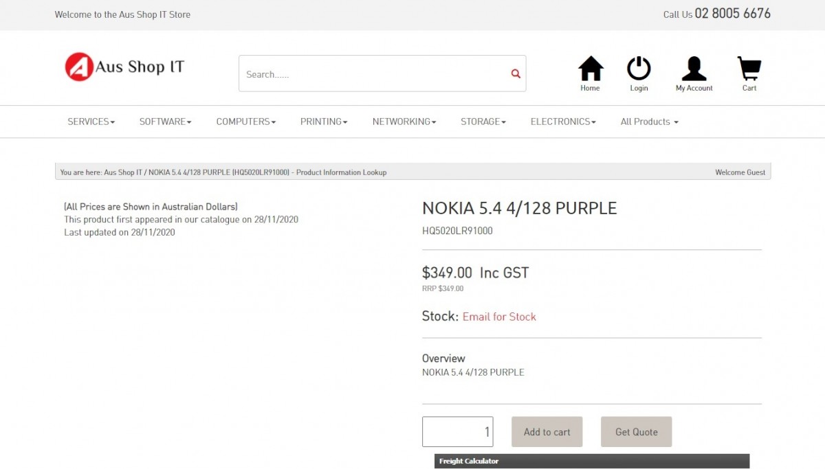 Nokia 5.4 on Aus Shop IT's website