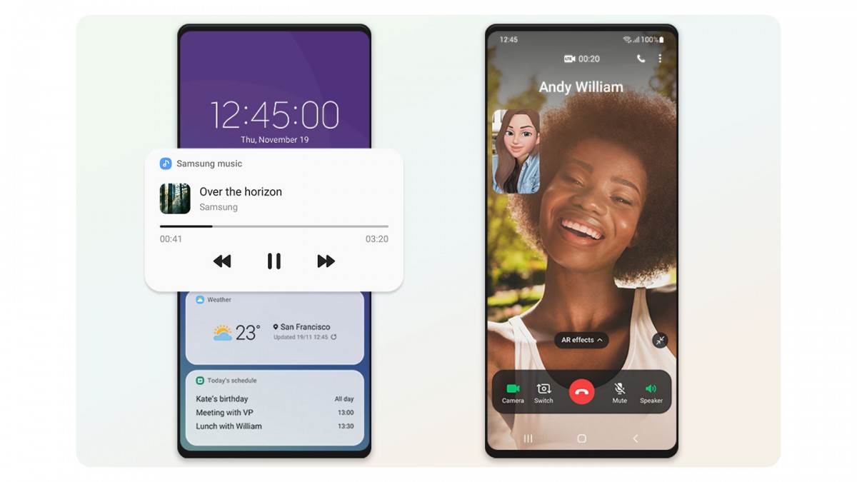 Widgets on the lockscreen and Edge-to-edge full screen video call layout