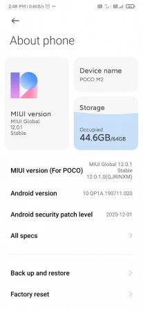 Poco M2 units in India are now receiving the stable version of MIUI 12