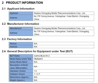 Screenshots from the FCC listing