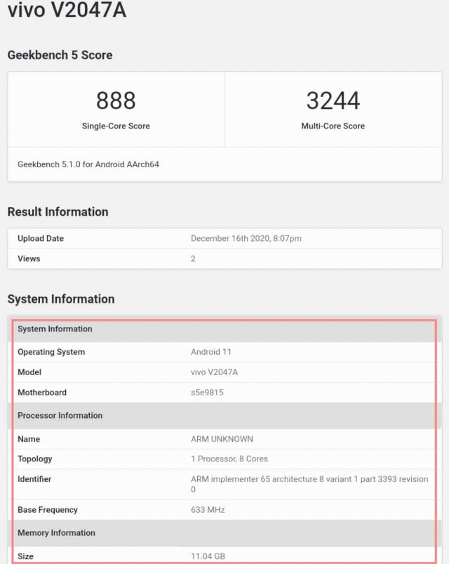 vivo X60 with Exynos 1080 on Geekbench