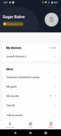 Amazfit Stratos 3 data and settings in Zepp for Android