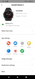 Amazfit Stratos 3 data and settings in Zepp for Android