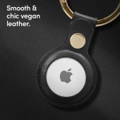 Cyill keyring for AirTag, in black and beige vegan leather