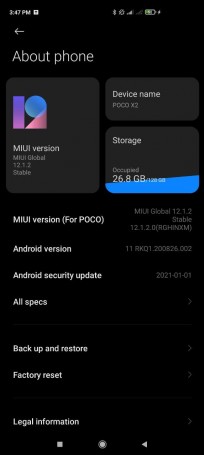 Android 11 update for Poco X2