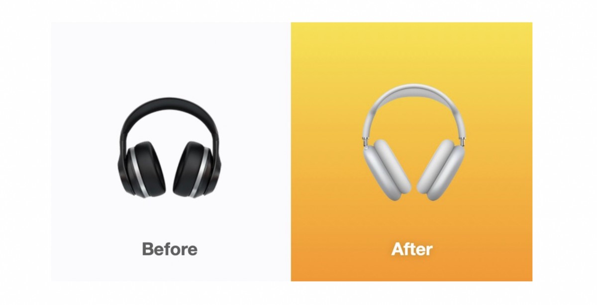 The headphones emoji was changed to look like the Apple AirPods Max