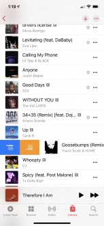 Swiping on tracks to edit a playlist (<a href="https://www.reddit.com/r/iOSBeta/comments/ll9zje/feature_ios_145_beta_2_swipe_actions_in_music/" target="_blank" rel="noopener noreferrer">image credit</a>)
