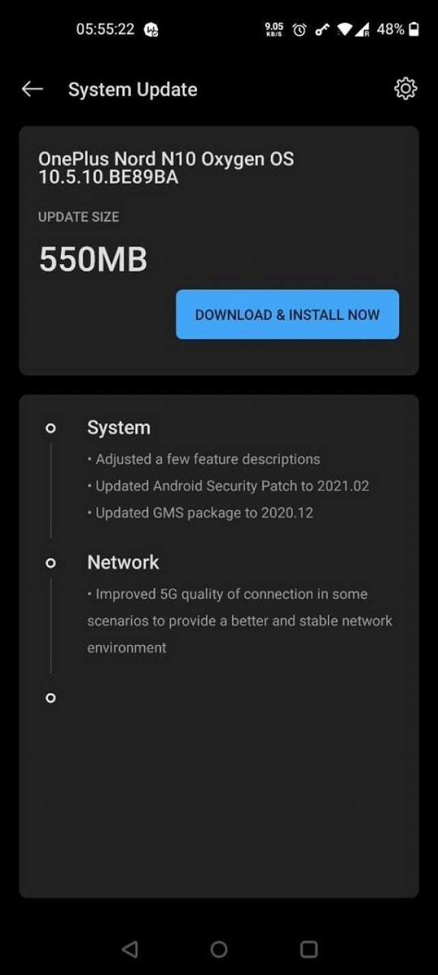 OnePlus Nord OxygenOS 10.5.10 update changelog