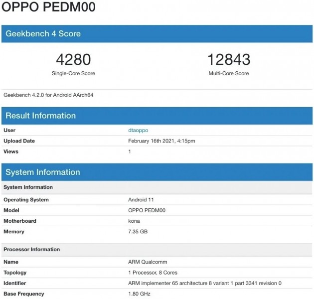 Oppo Find X3 pops up on Geekbench with 8GB RAM and Android 11