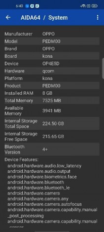 Oppo PEDM00 listings on AnTuTU and AIDA64
