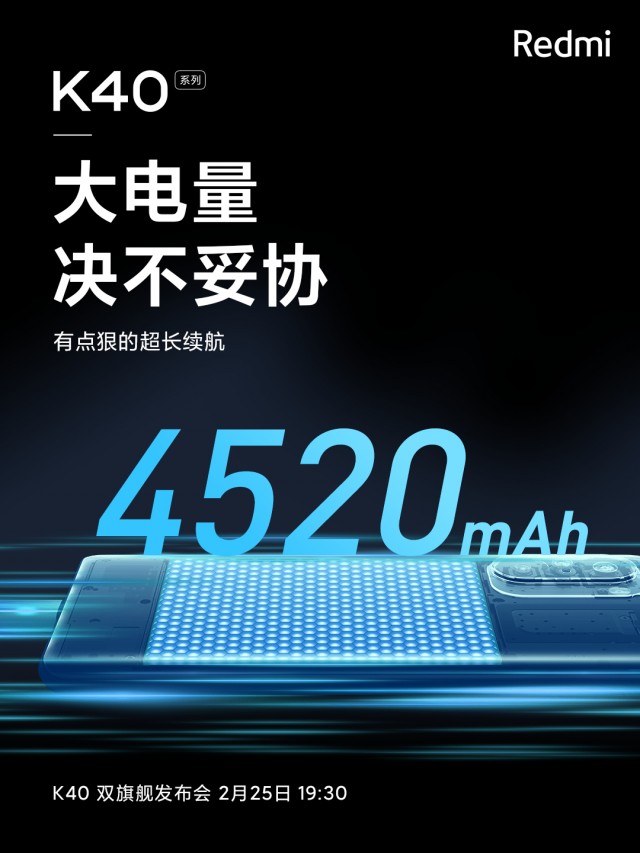 Redmi K40 series battery capacity poster
