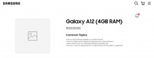 Samsung Galaxy A12 support page