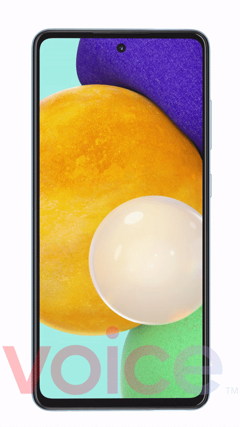 Samsung Galaxy A52 5G appears in rotating colorful renders