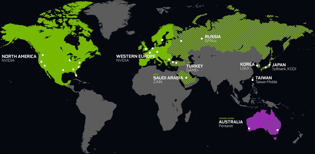 New and upcoming GeForce Now datacenters