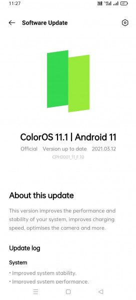 Oppo F15 Android 11-based ColorOS 11.1 update