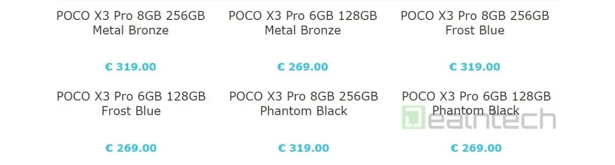 Poco X3 Pro price leaks