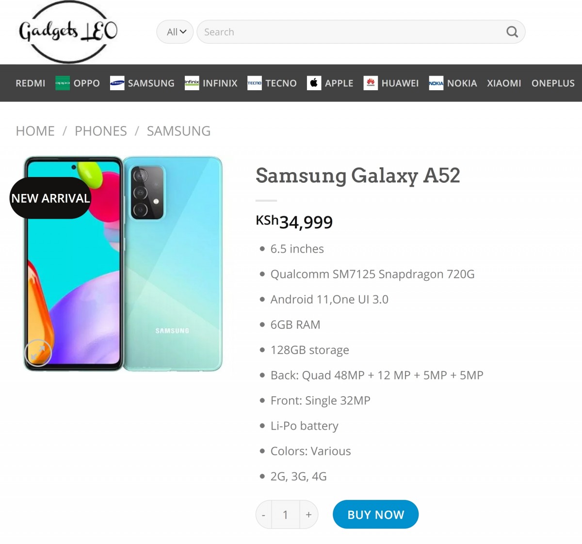 samsung a 52 specs