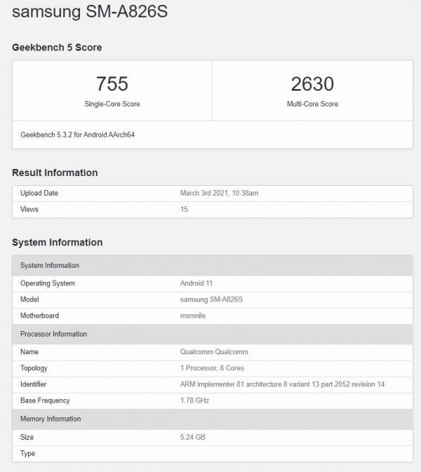 Samsung Galaxy A82 5G pops up on Geekbench with Snapdragon 855+