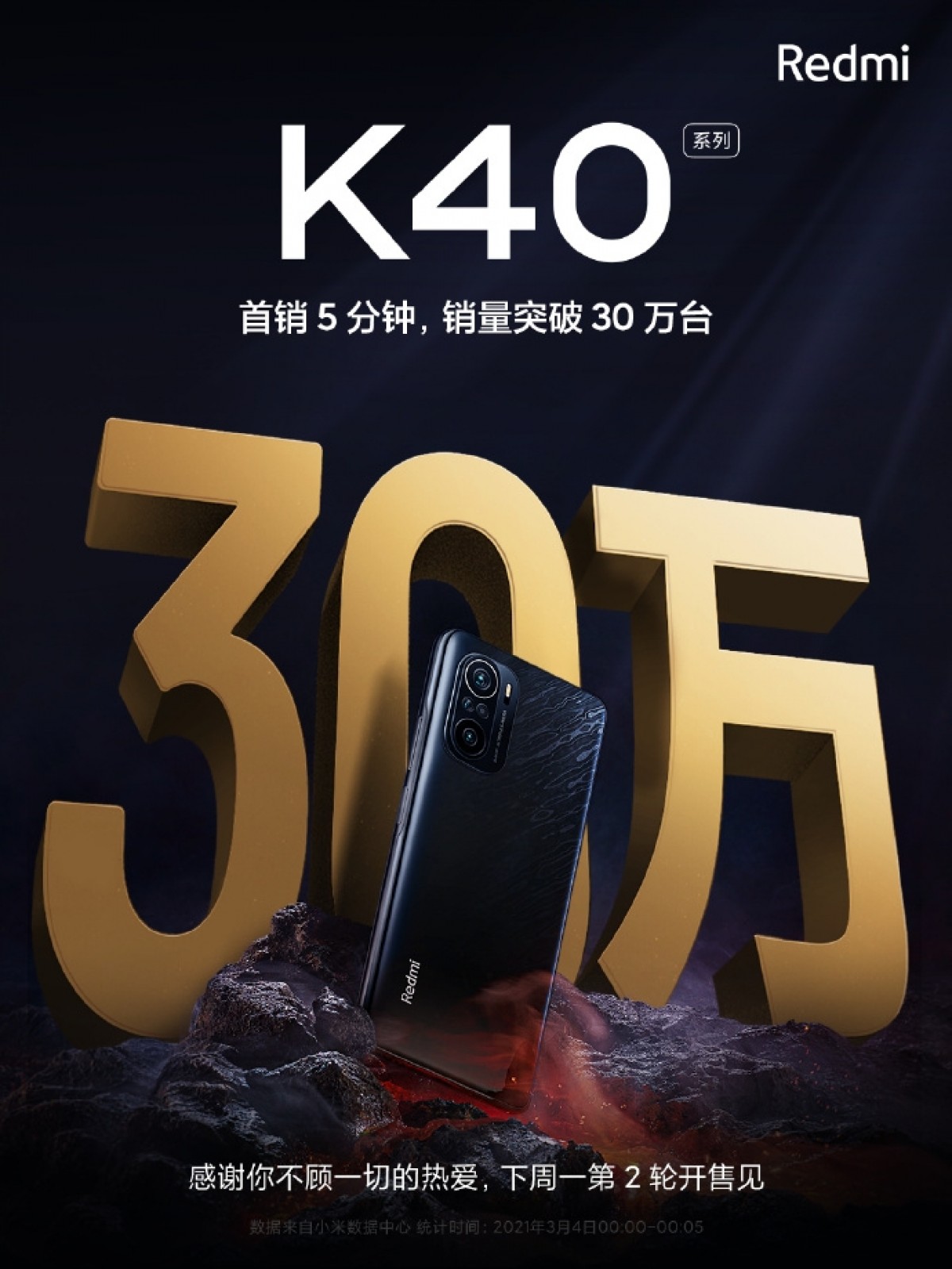 Xiaomi sells over 300,000 units of the Redmi K40 in five minutes