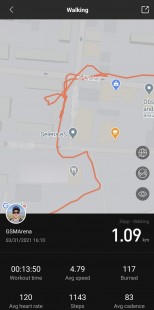 Zepp app and workout data metrics with GPS
