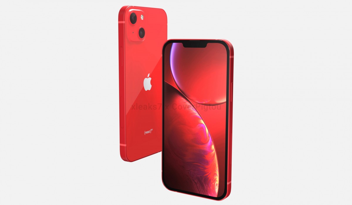 Apple iPhone 13 no produto vermelho aparece em renderizações