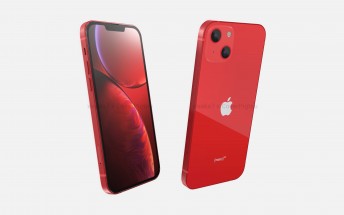Apple iPhone 13 in Product Red appears in renders