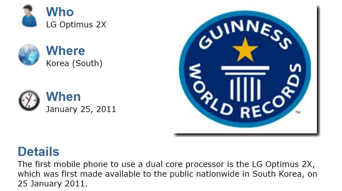 The LG Optimus 2X was the first phone with a dual-core processor