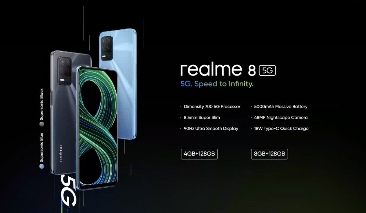 Realme 8 5G arrives with Dimensity 700 chip, 90 Hz LCD and 5,000 mAh battery