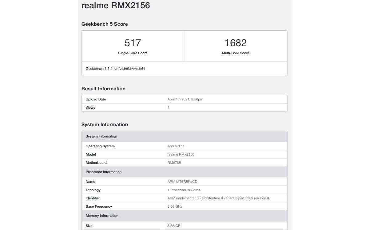 Realme Narzo 30 cruises through Geekbench with Helio G95 on board