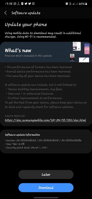 Samsung Galaxy M21 One UI 3.1 Core update