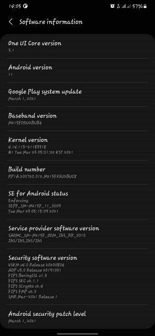 Samsung Galaxy M21 One UI 3.1 Core update